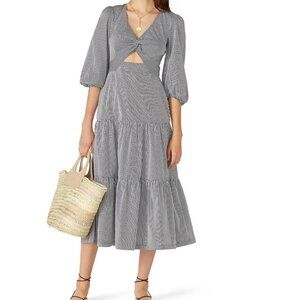 Parker Marzia Striped Cutout Midi Dress